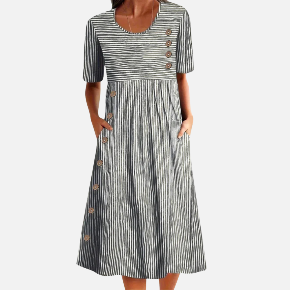 Alicia™| Vestido midi de rayas