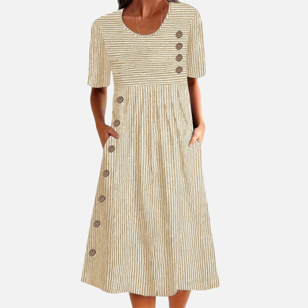 Alicia™| Vestido midi de rayas