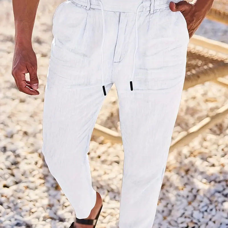 Javier™| Pantalones amplios de lino con cordón