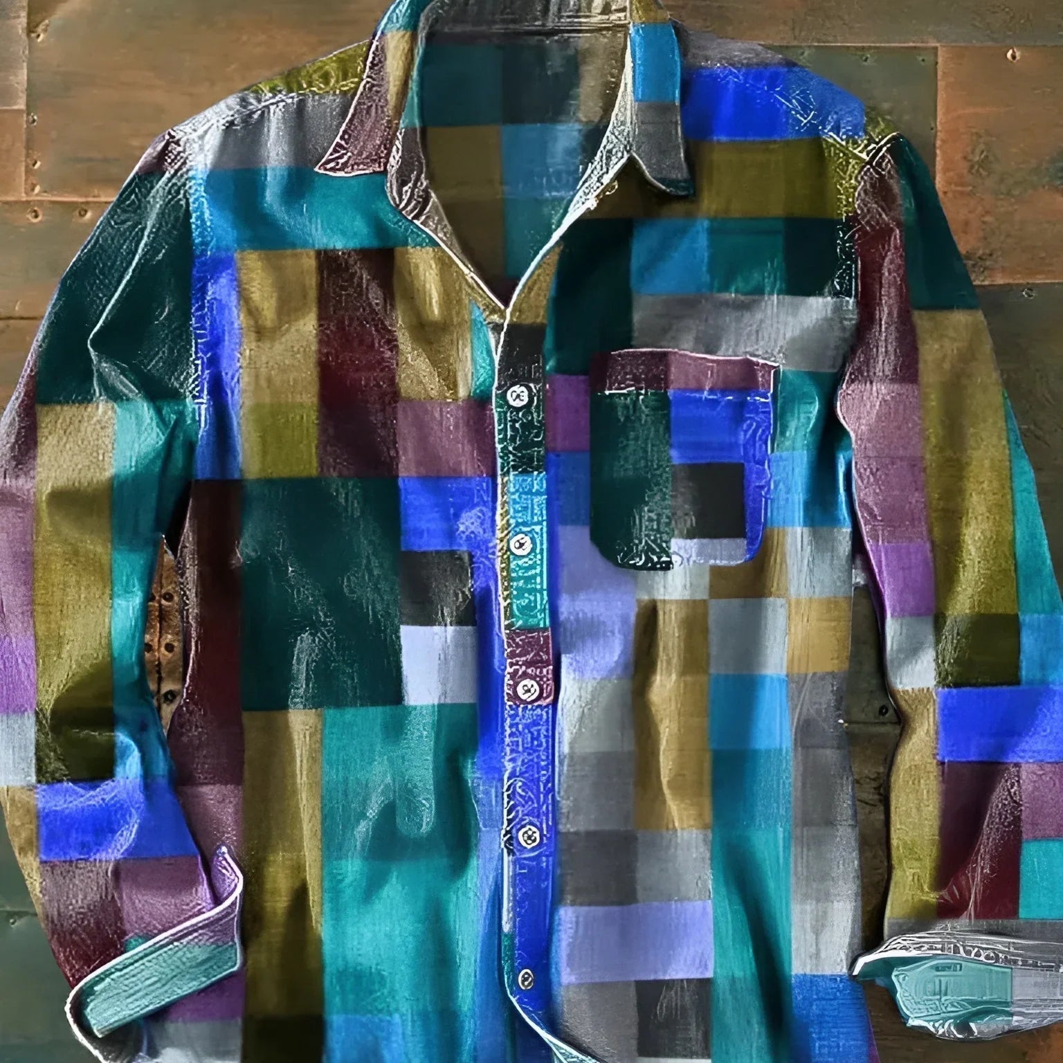 Dario™| Camisa patchwork de manga larga multicolor